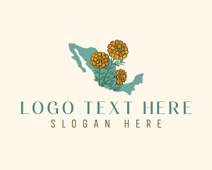 Map - Mexican Marigold Flower logo design