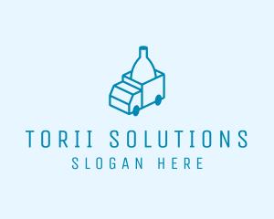 Bottle Delivery Truck logo design