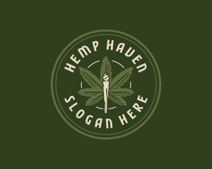 Marijuana Weed Smoke logo design