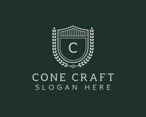 Shield Crest Wreath logo design