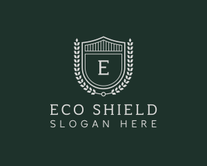 Shield Crest Wreath logo design