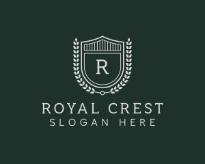 Shield Crest Wreath logo design