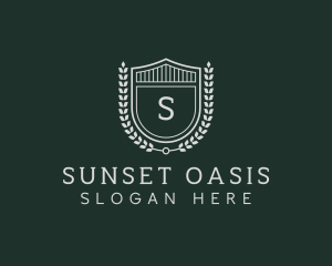 Shield Crest Wreath logo design