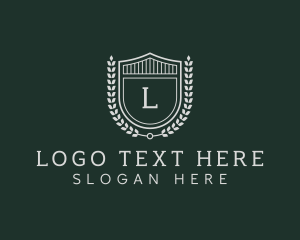 Emblem - Shield Crest Wreath logo design