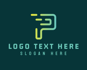 Digital Media - Futuristic Digital Letter P logo design