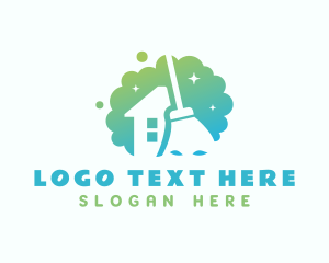 Cleaning Services - Home Broom Cleaner logo design