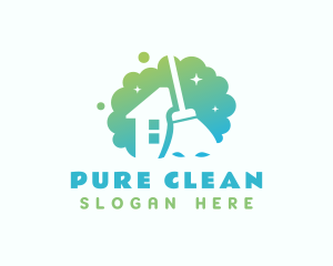 Home Broom Cleaner logo design