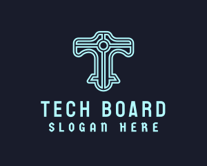 Tech Circuit Letter T Business logo design