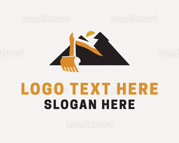 Mountain Excavator Construction Logo