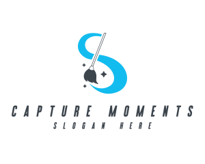 Sparkling - Cleaning Mop Swoosh logo design