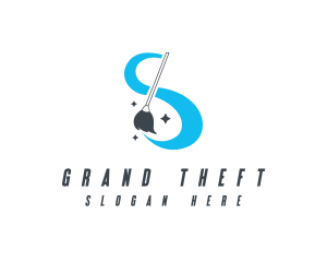 Maintenance - Cleaning Mop Swoosh logo design