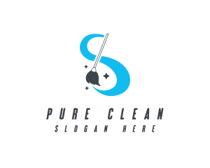 Cleaning Mop Swoosh logo design