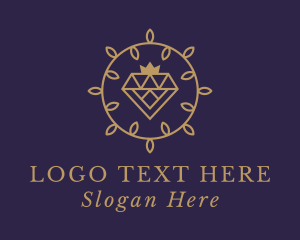 Interior Deign - Diamond Crown Wreath logo design
