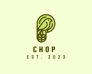 Green - Bird Wheat Letter P logo design