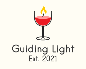 Wine Glass Candle logo design