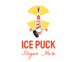 Hockey Lighthouse Puck logo design