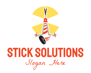 Stick - Hockey Lighthouse Puck logo design