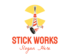 Stick - Hockey Lighthouse Puck logo design