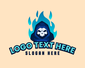 Hood - Blue Flaming Skull Esports logo design