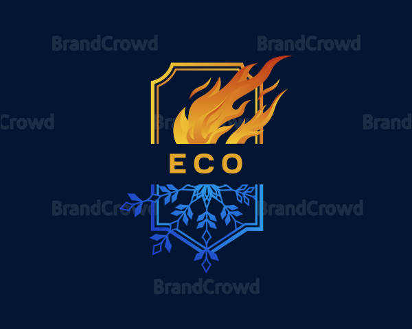 Fire Snowflake Heating Cooling Logo