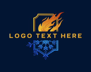 Ice - Fire Snowflake Heating Cooling logo design