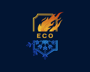 Fire Snowflake Heating Cooling Logo