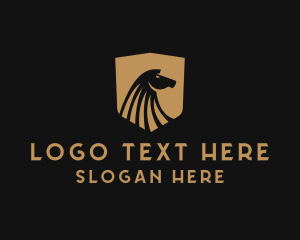 Stable - Horse Stallion Shield logo design