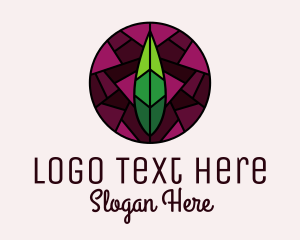 Stained Glass - Stained Glass Leaf Decor logo design
