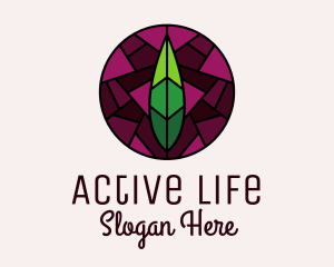 Organic Farm - Stained Glass Leaf Decor logo design