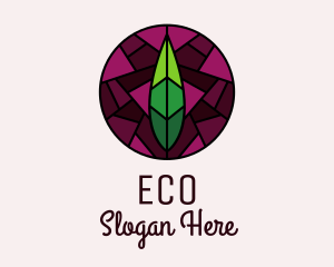 Organic Produce - Stained Glass Leaf Decor logo design