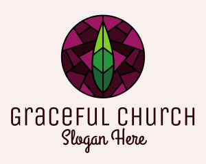 Life - Stained Glass Leaf Decor logo design