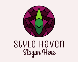 Organic Farm - Stained Glass Leaf Decor logo design