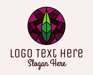 Crop - Stained Glass Leaf Decor logo design