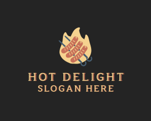 Flaming Sausage Grill logo design