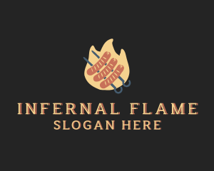 Flaming Sausage Grill logo design