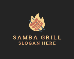 Flaming Sausage Grill logo design