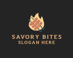 Sausage - Flaming Sausage Grill logo design