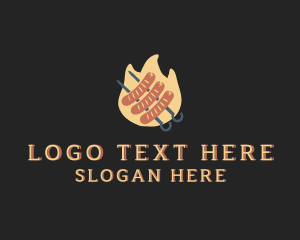 Chef - Flaming Sausage Grill logo design