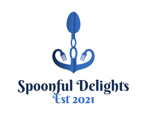 Spoon - Blue Spoon Anchor logo design