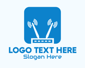 Telecom - Blue Internet Router Signal logo design