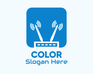 Blue Internet Router Signal Logo