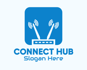 Blue Internet Router Signal logo design