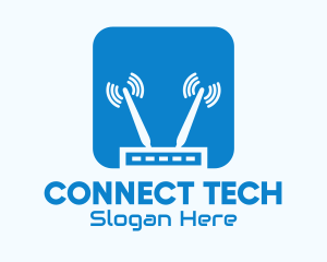 Ethernet - Blue Internet Router Signal logo design