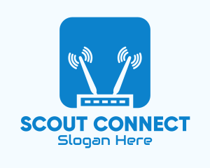 Blue Internet Router Signal logo design