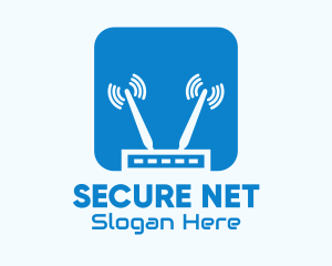 Vpn - Blue Internet Router Signal logo design