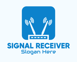 Blue Internet Router Signal logo design