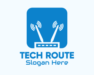 Router - Blue Internet Router Signal logo design