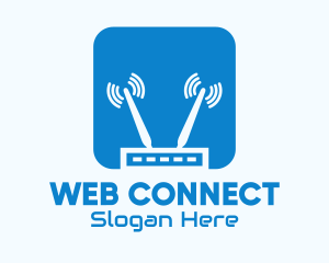 Blue Internet Router Signal logo design