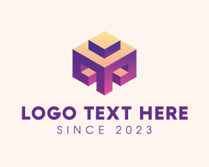 Purple - 3D Abstract Structure logo design
