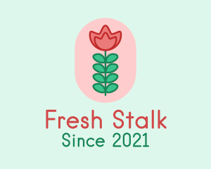 Rose Flower Stalk  logo design